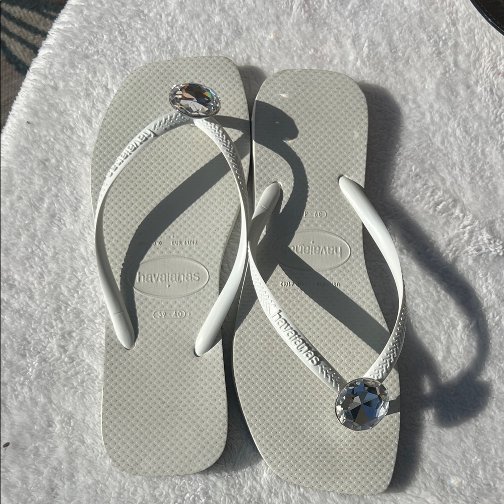 Havaianas Women's White Sandals with Gem Accent